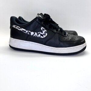 Nike Air Force 1 Low Black Pattern Swoosh Mens Size 10 Black White
